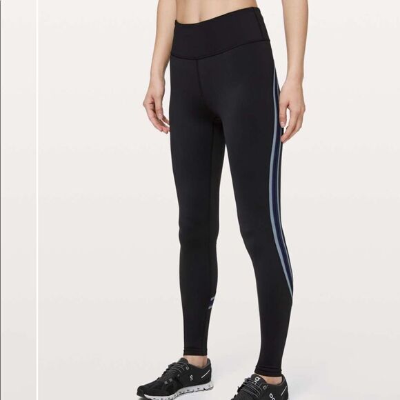 New LULULEMON Run Crew Tight Black Navy Gray 6 - Picture 2 of 7